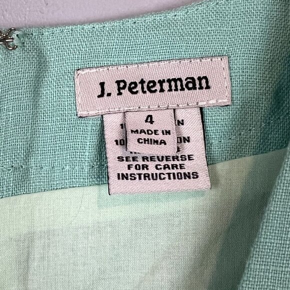 J Peterman Linen Dress Size 4 Aquamarine Green Sleeveless Midi Tea Length - Picture 4 of 7